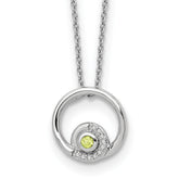White Ice Sterling Silver Rhodium-Rhodium-Plated 18 inch Diamond and Peridot Necklace plus 2 inch Extender